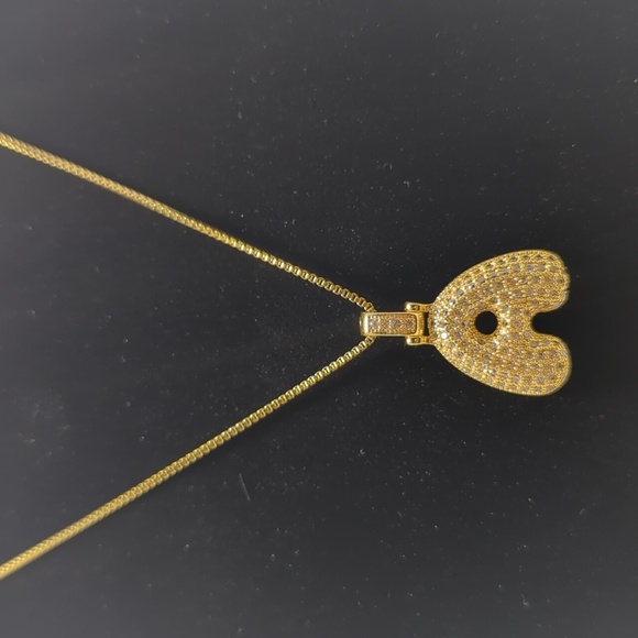 Pendant Bubble Letter Initial "A" Necklace w/Box Chain - Picture 6 of 11